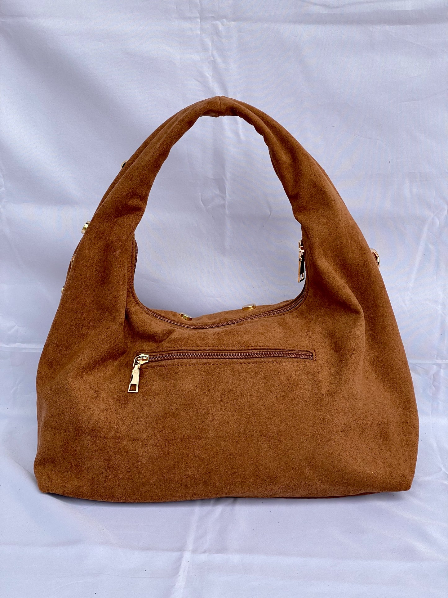 Borsa hobo Aurora in camoscio con bottoni dorati vista posteriore