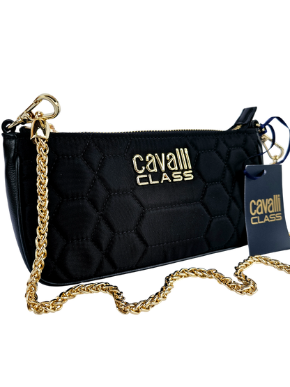 Borsetta Cavalli Class a spalla con tracolla in catena dorata