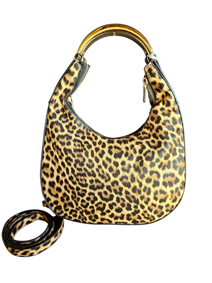 Borsa hobo con stampa maculata animalier stile casual vista frontale