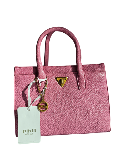 Borsa Greta rosa in similpelle vista frontale