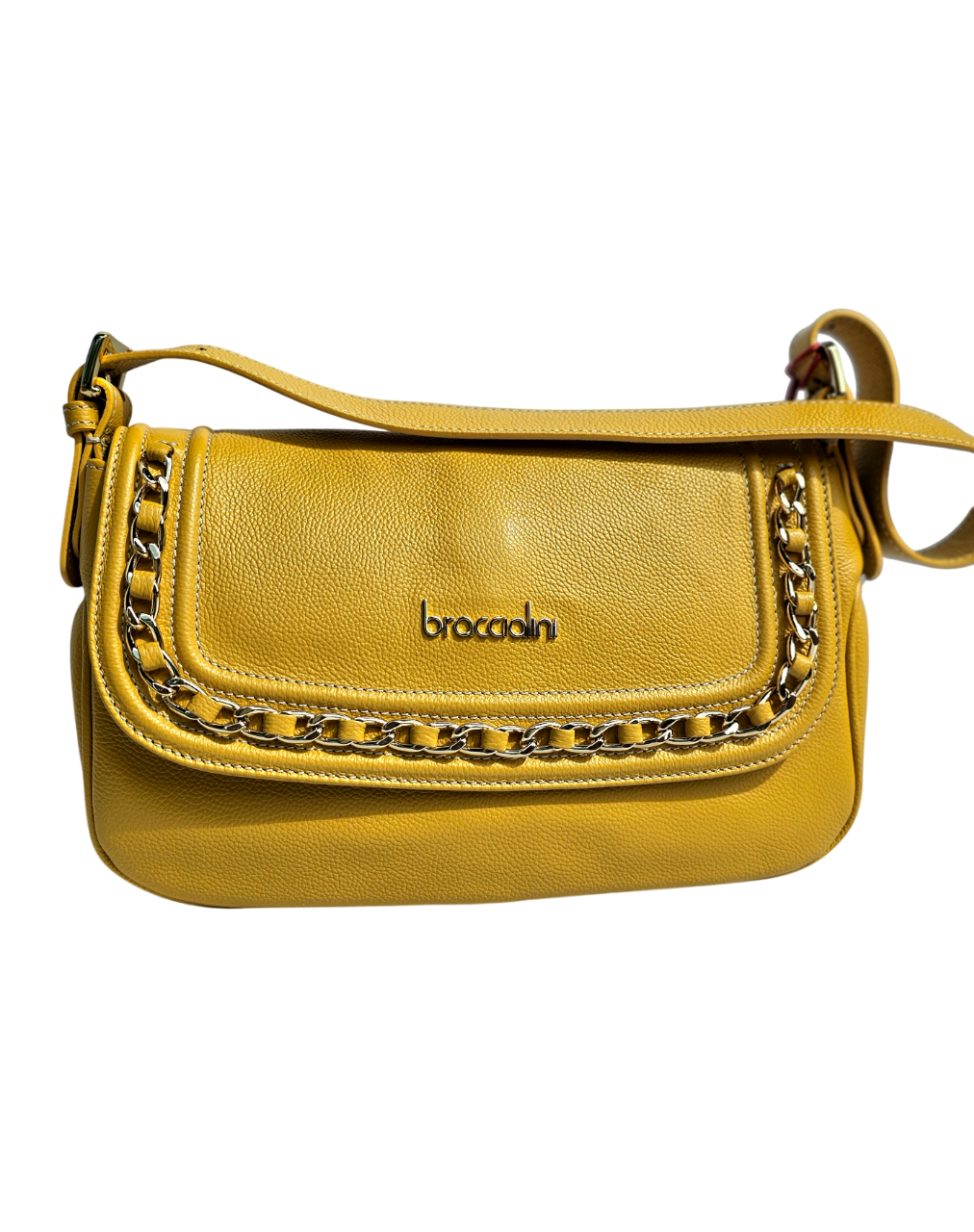 Borsa Braccialini Nora a spalla in pelle con catena oro