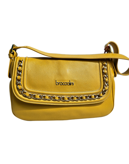 Borsa Braccialini Nora a spalla in pelle con catena oro