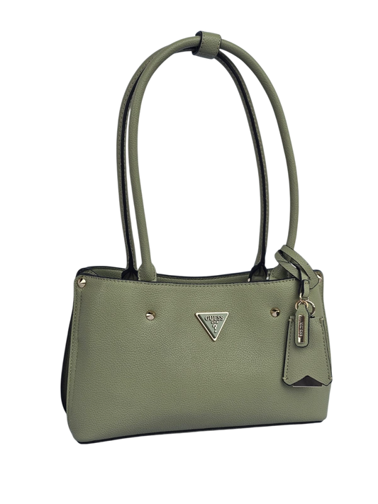 Borsa Guess Meridian verde sage a spalla con tre scomparti