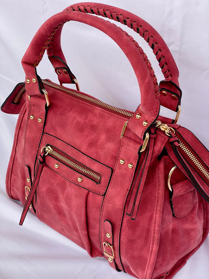 Borsa Tokyo media city urban rossa con tessuto sfumato ruvido vista laterale