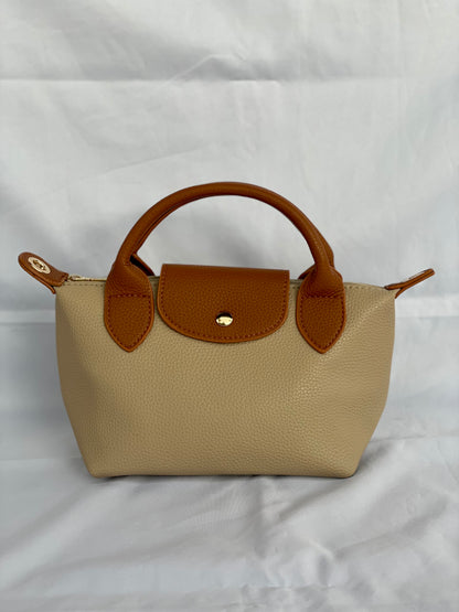 Borsa Paris Mini in similpelle color kaki con tracolla removibile vista frontale - Vero Stile