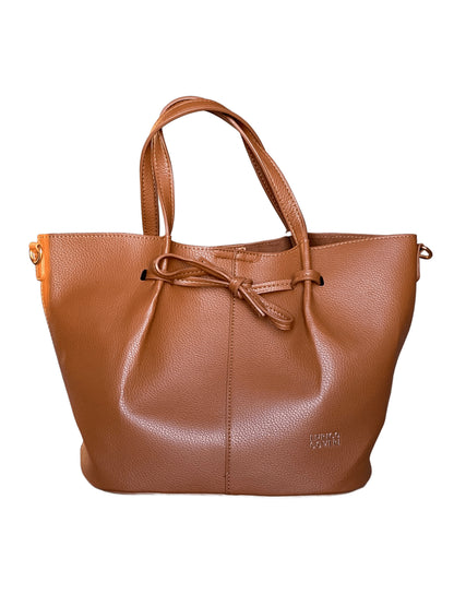 Borsa Enrico Coveri marrone con dettaglio fiocco vista frontale
