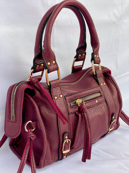 Borsa Tokyo mini stile urban chic color vino vista laterale lontana