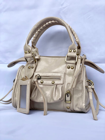 Borsa Tokyo Mini beige, city bag con specchietto vista laterale