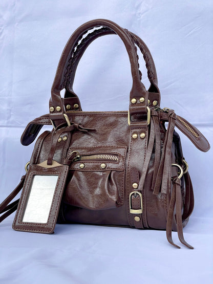 Borsa Tokyo Mini caffè, city bag con specchietto vista laterale