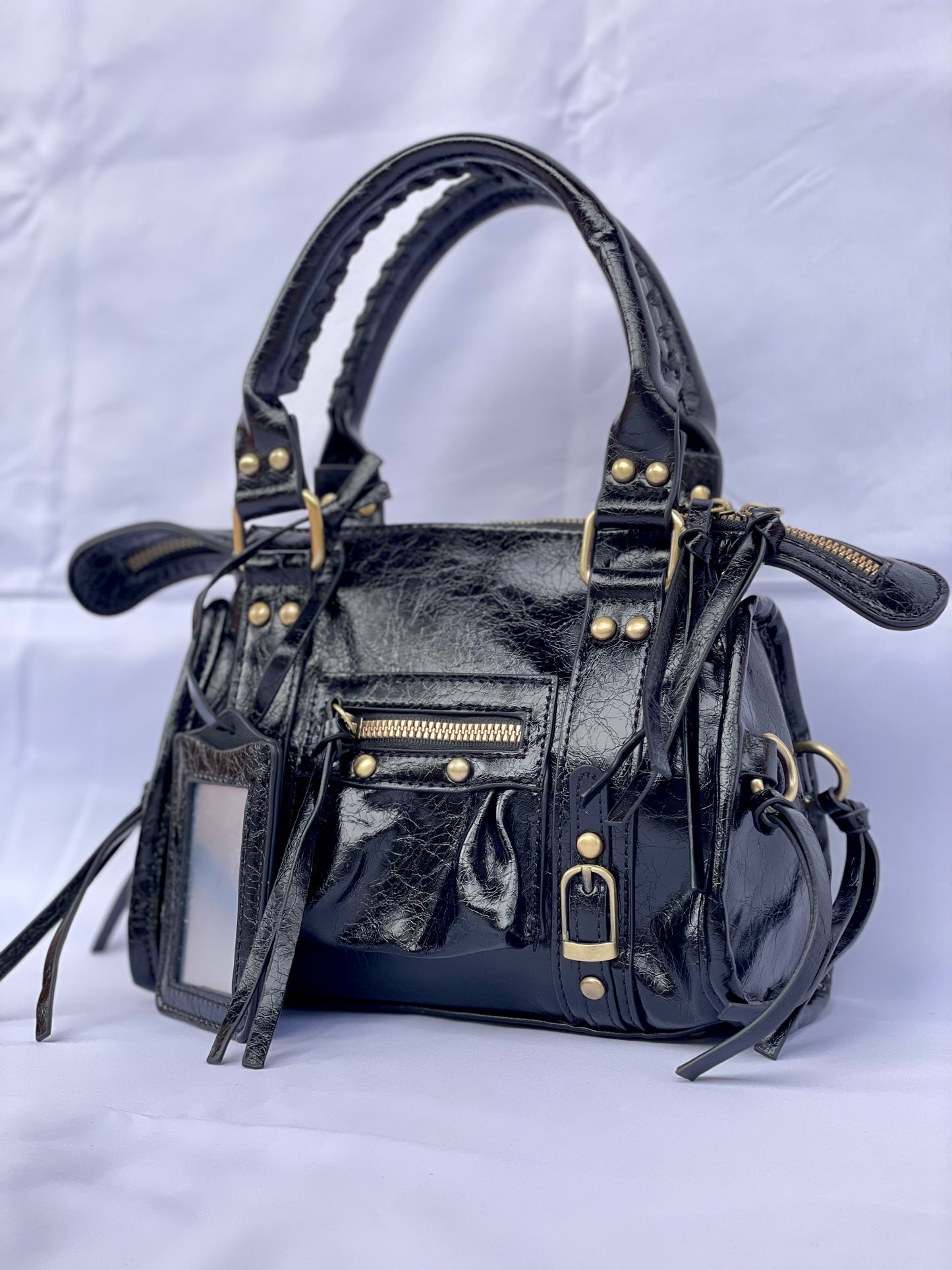 Borsa Tokyo Mini nera, city bag con specchietto vista laterale