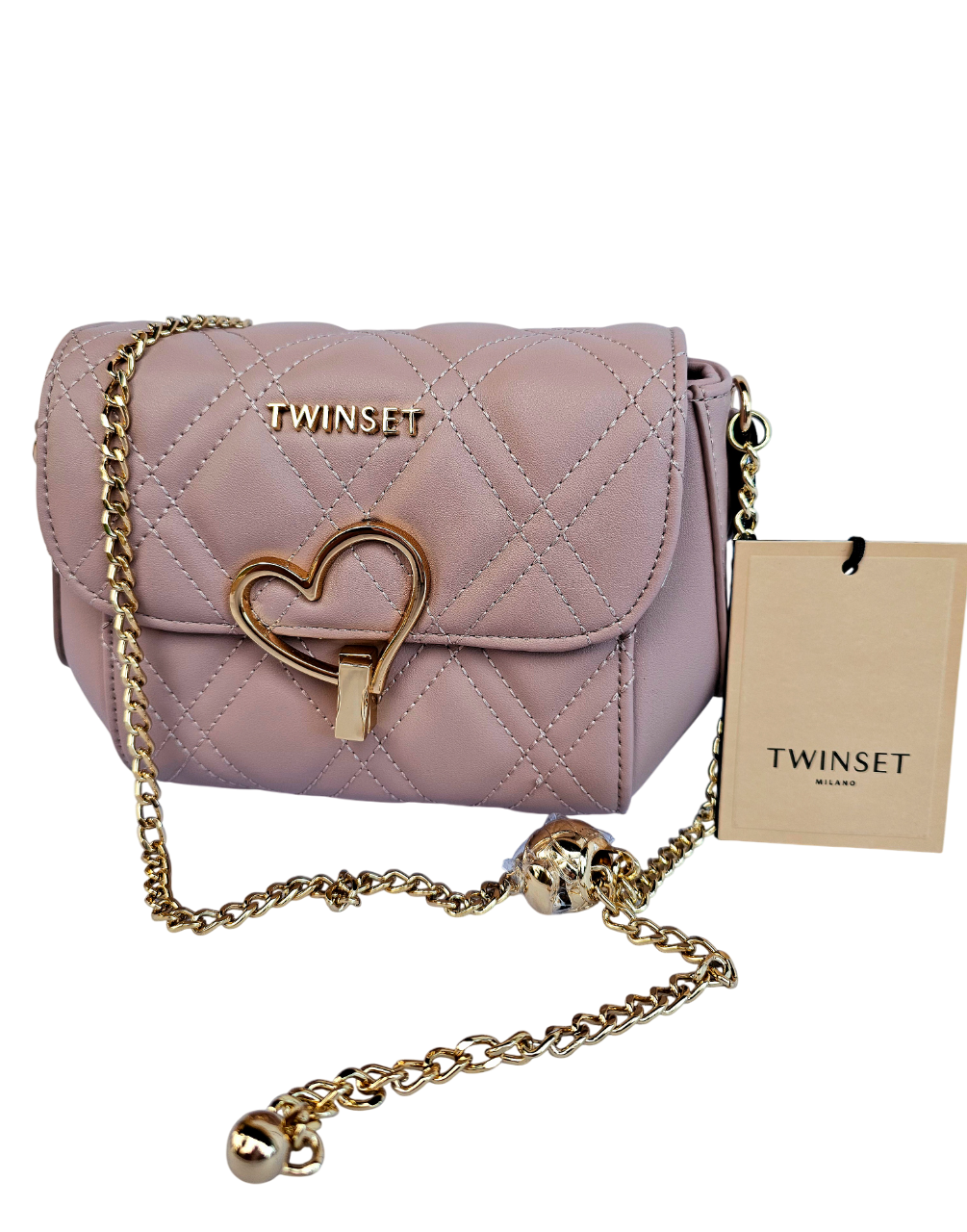 Borsa Twinset rosa antico a tracolla in ecopelle