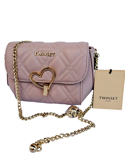 Borsa Twinset rosa antico a tracolla in ecopelle